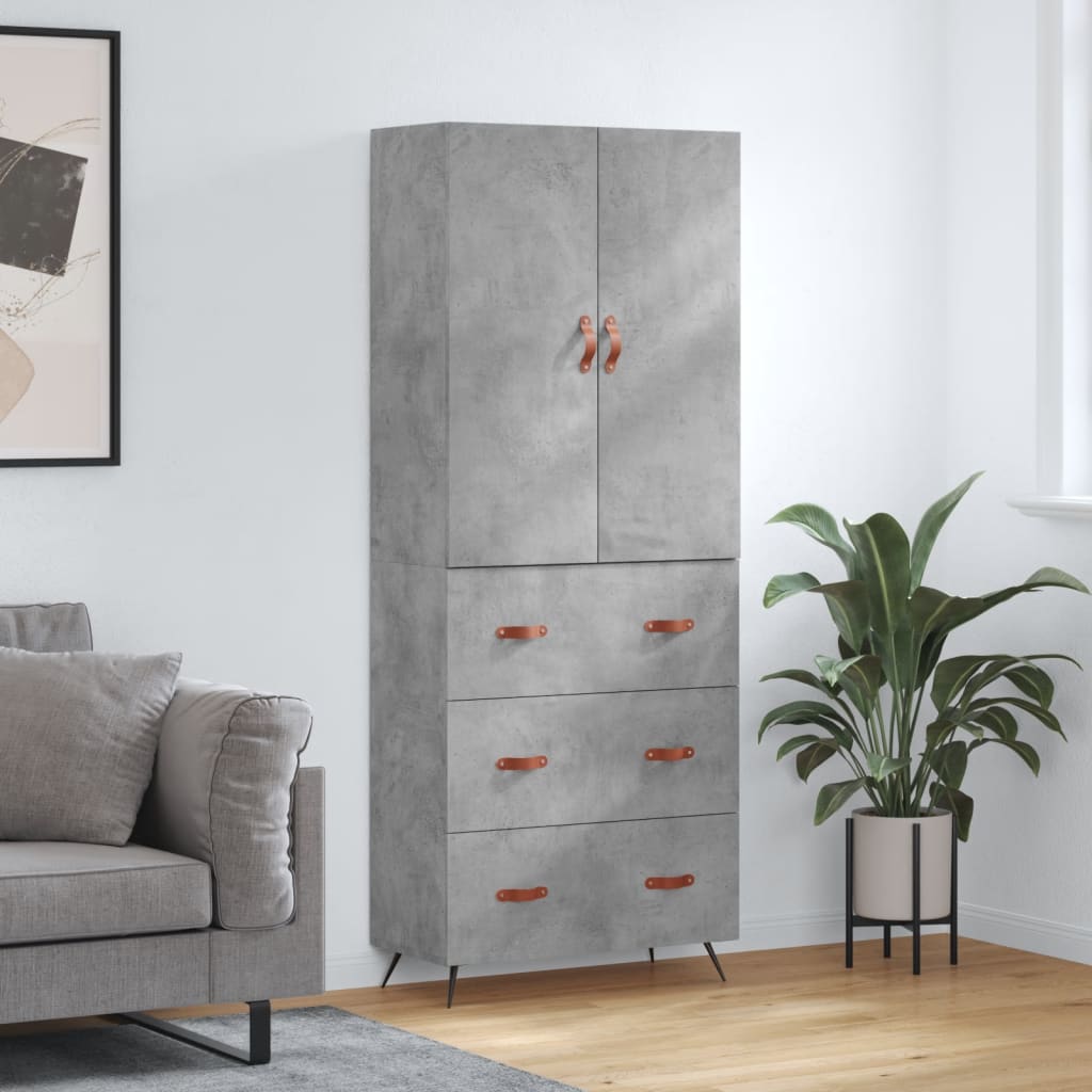vidaXL Highboard Concrete Grey 69,5x34x180 cm Engineered Wood