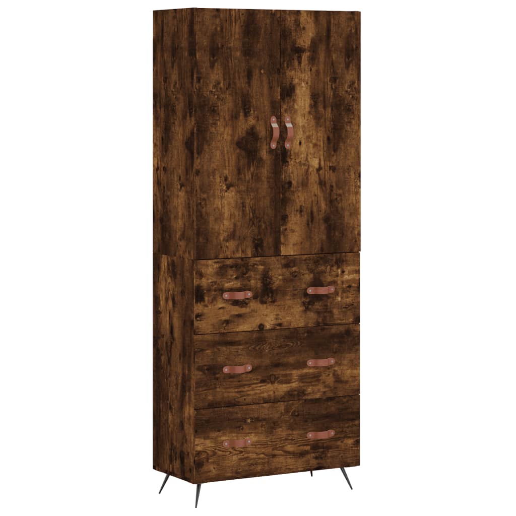 vidaXL Highboard Smoked Oak 69.5x34x180 cm Engineered Wood