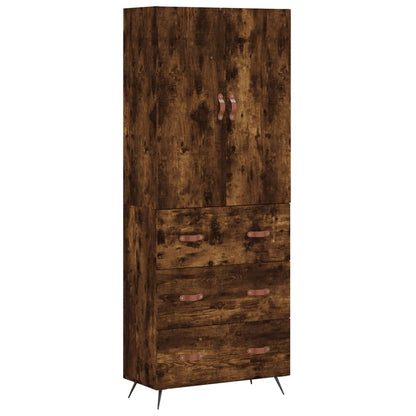 vidaXL Highboard Smoked Oak 69.5x34x180 cm Engineered Wood