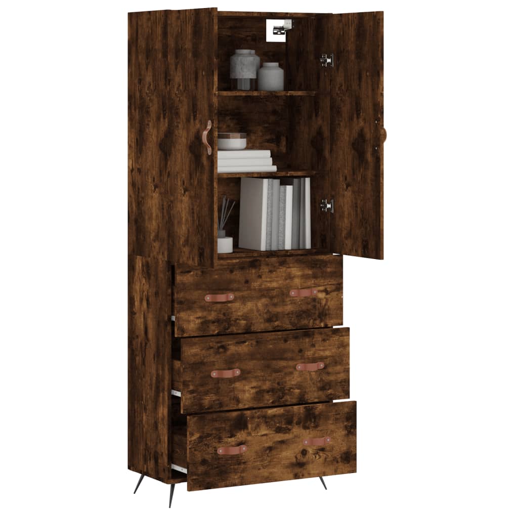 vidaXL Highboard Smoked Oak 69,5x34x180 cm Engineered Wood