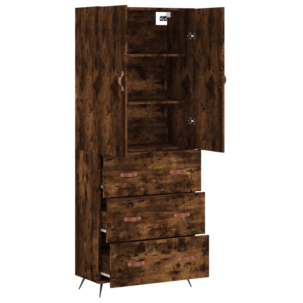 vidaXL Highboard Smoked Oak 69.5x34x180 cm Engineered Wood