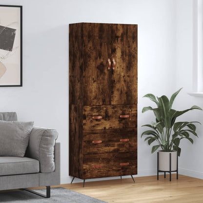 vidaXL Highboard Smoked Oak 69,5x34x180 cm Engineered Wood