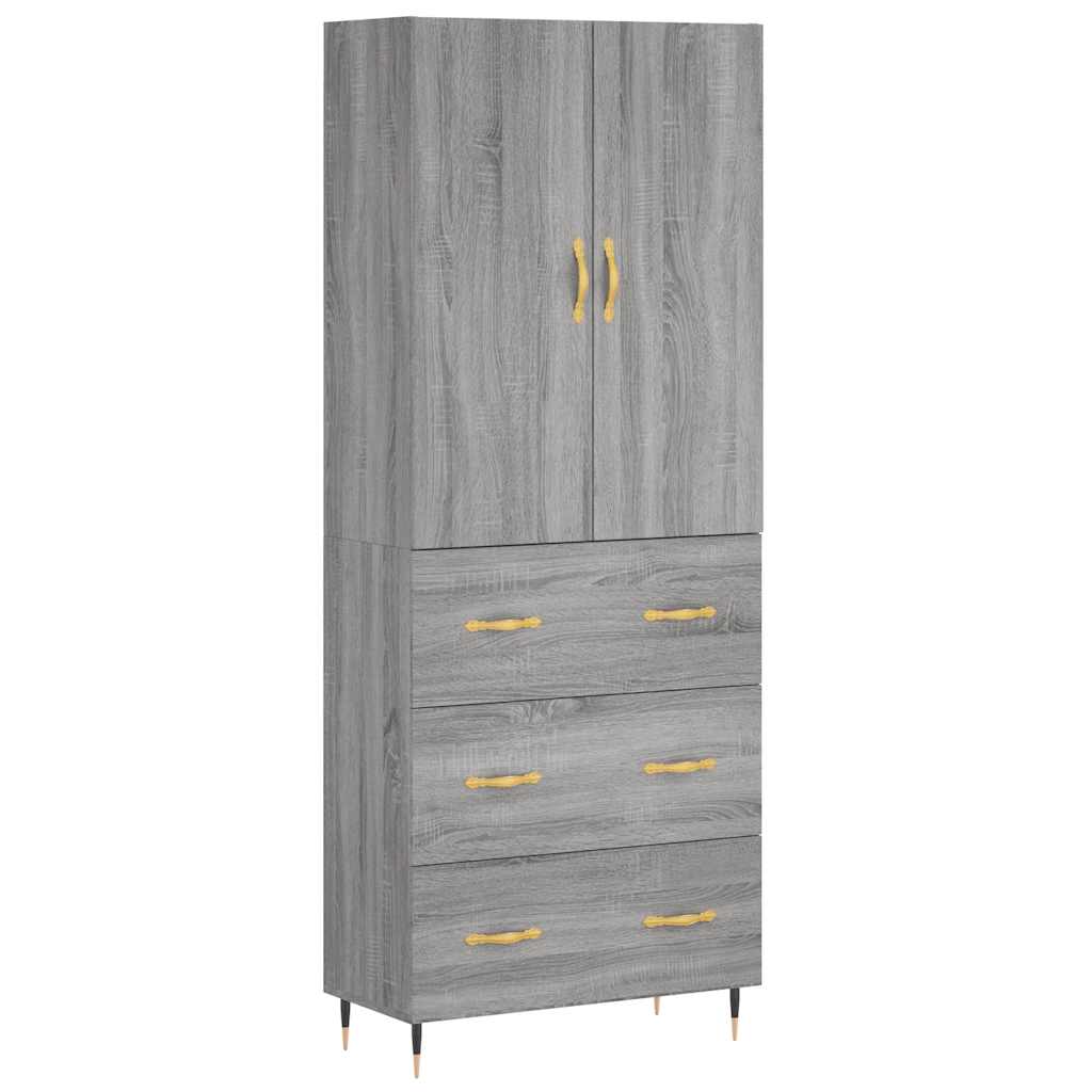 vidaXL Highboard Grey Sonoma 69,5x34x180 cm Engineered Wood