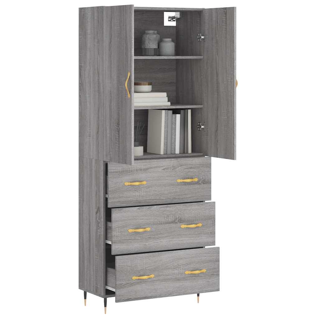 vidaXL Highboard Grey Sonoma 69,5x34x180 cm Engineered Wood