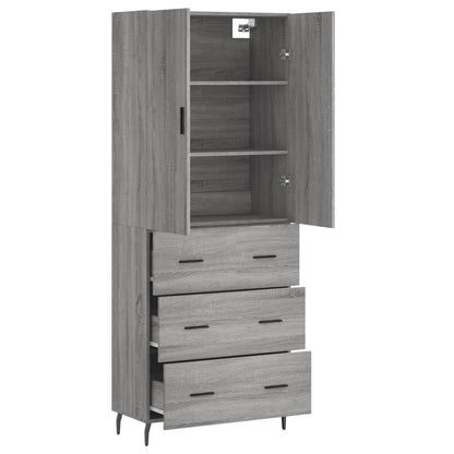 vidaXL Highboard Grey Sonoma 69,5x34x180 cm Engineered Wood
