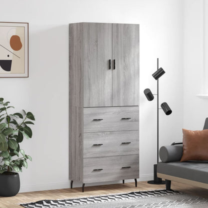 vidaXL Highboard Grey Sonoma 69,5x34x180 cm Engineered Wood
