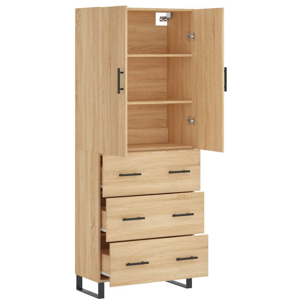 vidaXL Highboard Sonoma Oak 69,5x34x180 cm Engineered Wood