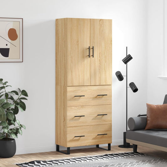 vidaXL Highboard Sonoma Oak 69,5x34x180 cm Engineered Wood