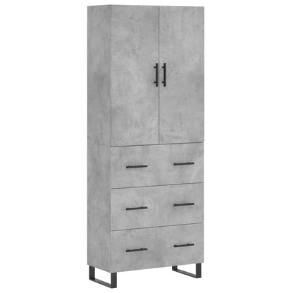 vidaXL Highboard Concrete Grey 69.5x34x180 cm Engineered Wood