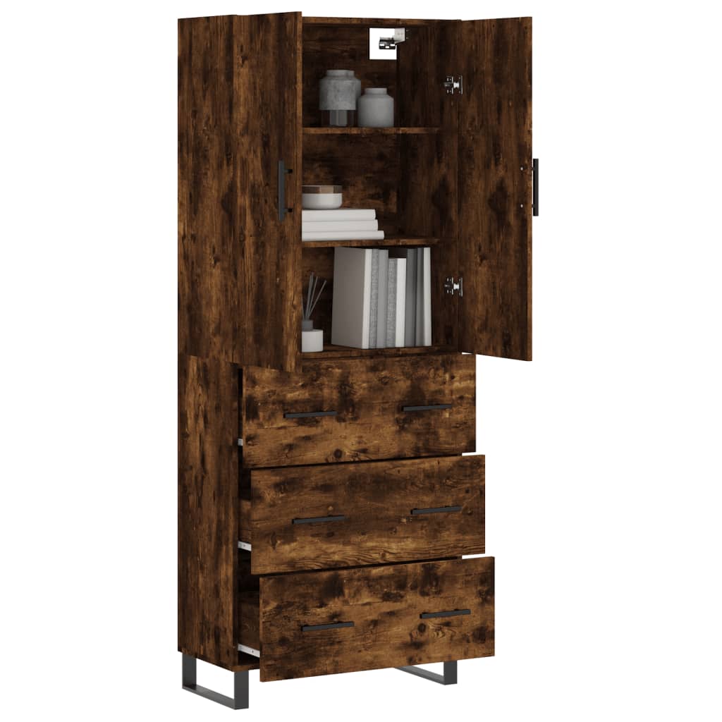 vidaXL Highboard Smoked Oak 69.5x34x180 cm Engineered Wood