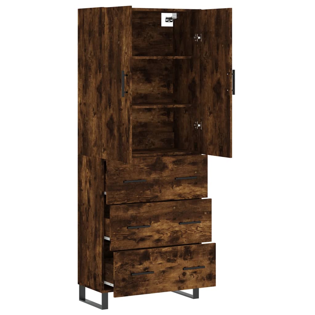 vidaXL Highboard Smoked Oak 69.5x34x180 cm Engineered Wood