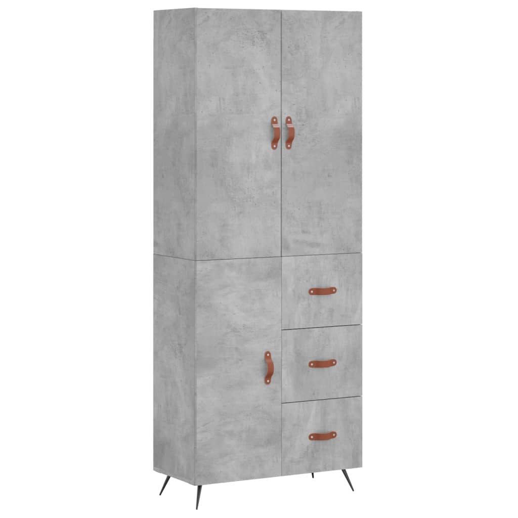 vidaXL Highboard Concrete Grey 69.5x34x180 cm Engineered Wood