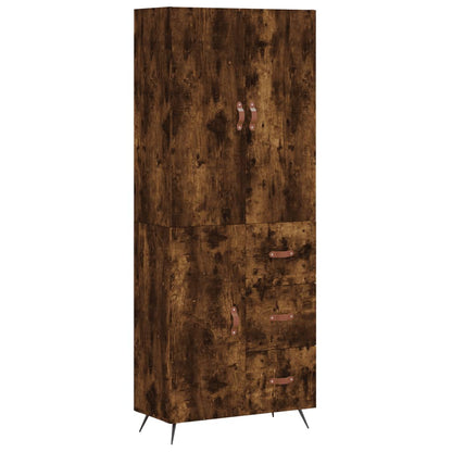 vidaXL Highboard Smoked Oak 69.5x34x180 cm Engineered Wood