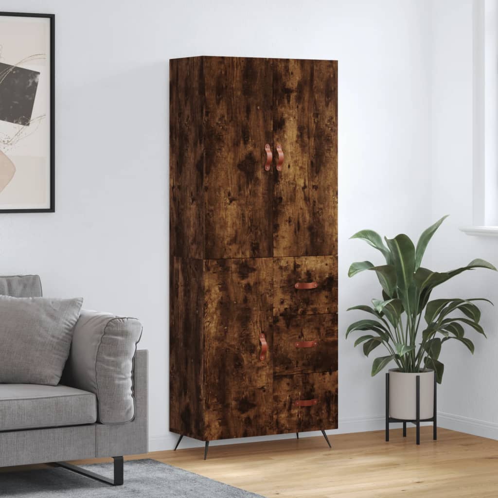 vidaXL Highboard Smoked Oak 69.5x34x180 cm Engineered Wood