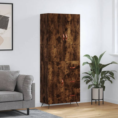 vidaXL Highboard Smoked Oak 69.5x34x180 cm Engineered Wood