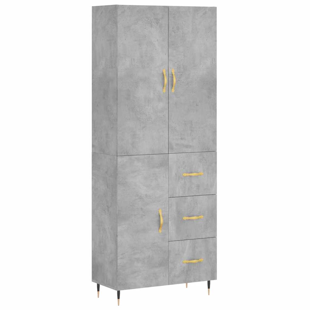 vidaXL Highboard Concrete Grey 69.5x34x180 cm Engineered Wood