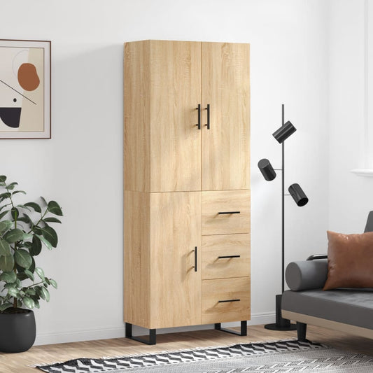 vidaXL Highboard Sonoma Oak 69,5x34x180 cm Engineered Wood