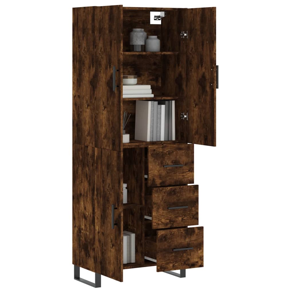 vidaXL Highboard Smoked Oak 69.5x34x180 cm Engineered Wood