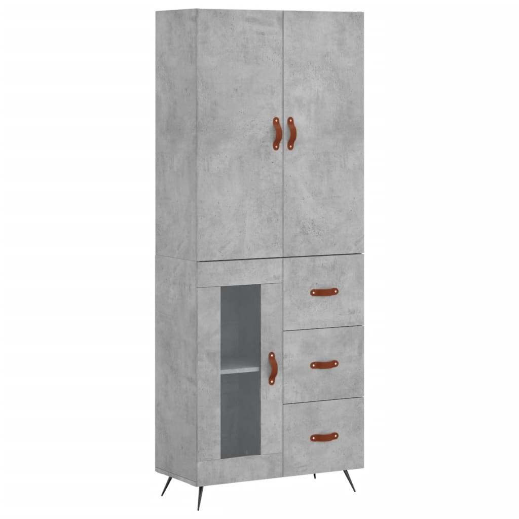 vidaXL Highboard Concrete Grey 69.5x34x180 cm Engineered Wood