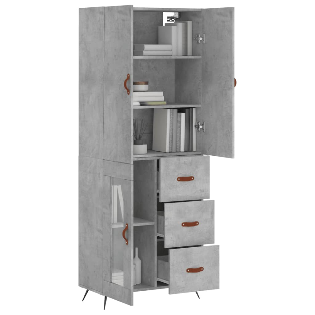 vidaXL Highboard Concrete Grey 69,5x34x180 cm Engineered Wood