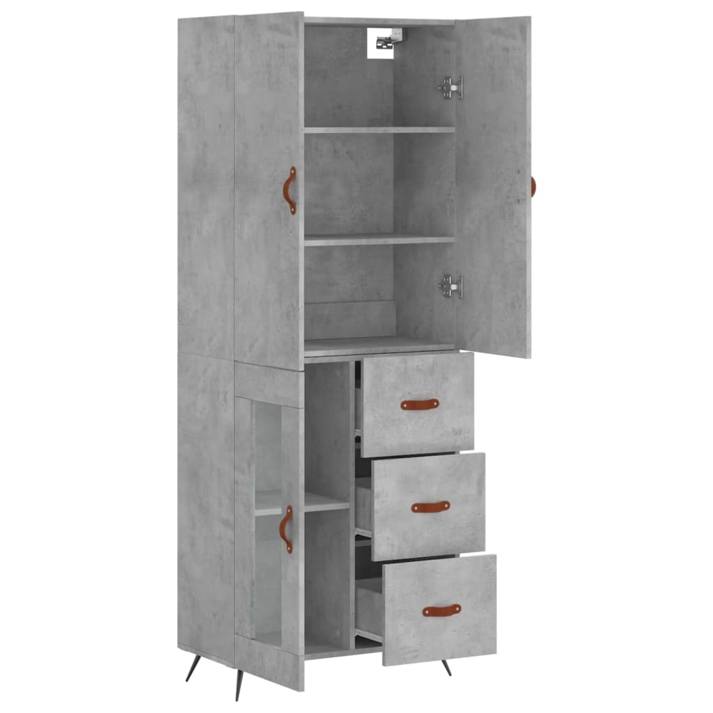 vidaXL Highboard Concrete Grey 69,5x34x180 cm Engineered Wood