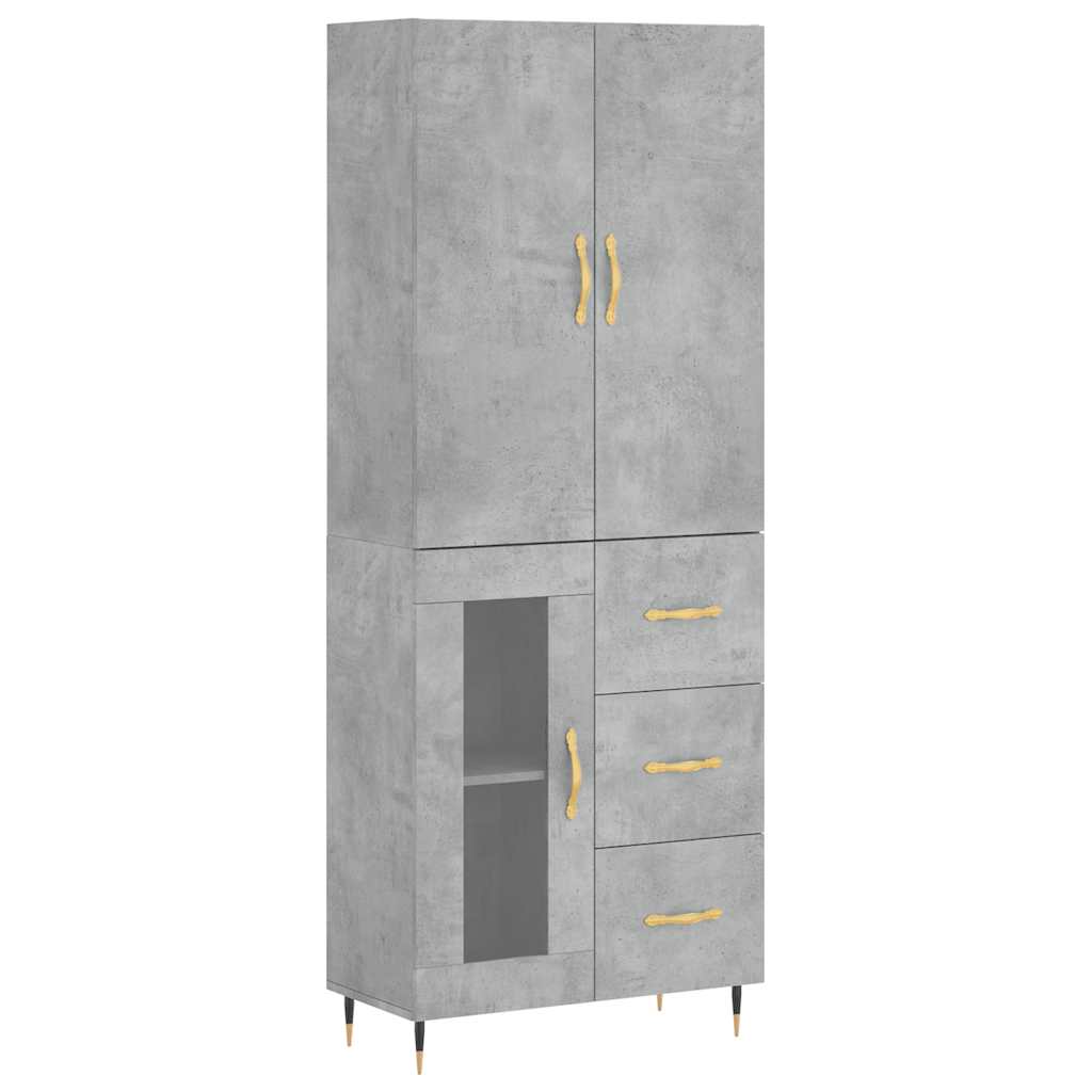 vidaXL Highboard Concrete Grey 69,5x34x180 cm Engineered Wood