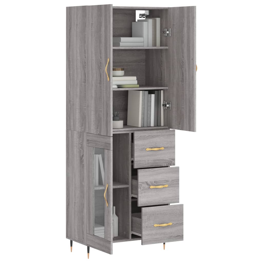 vidaXL Highboard Grey Sonoma 69,5x34x180 cm Engineered Wood