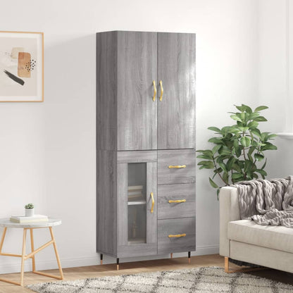 vidaXL Highboard Grey Sonoma 69,5x34x180 cm Engineered Wood