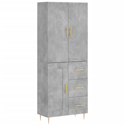 vidaXL Highboard Concrete Grey 69.5x34x180 cm Engineered Wood