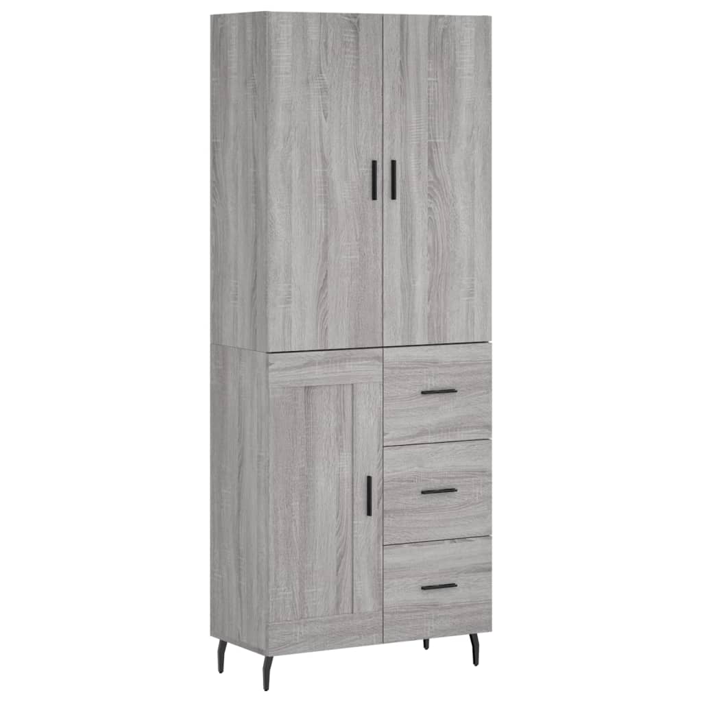 vidaXL Highboard Grey Sonoma 69,5x34x180 cm Engineered Wood