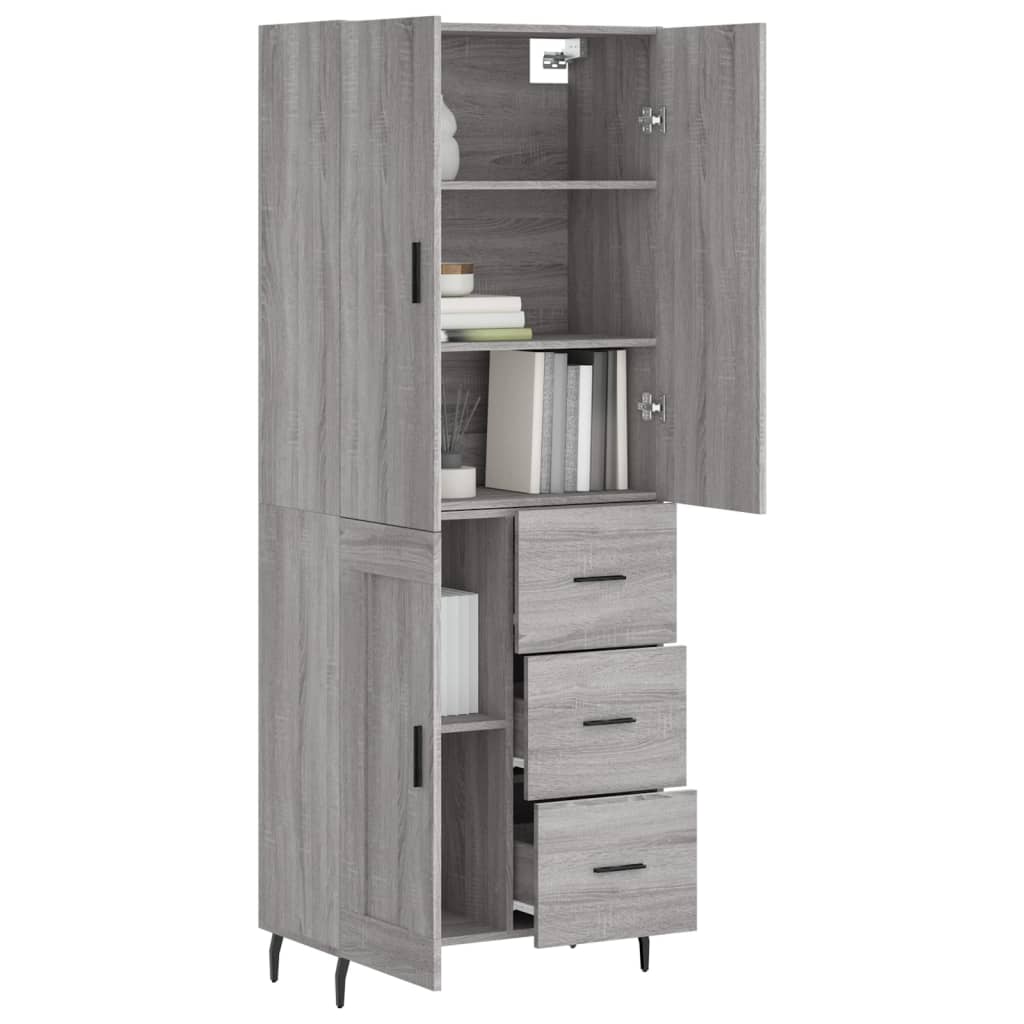 vidaXL Highboard Grey Sonoma 69,5x34x180 cm Engineered Wood