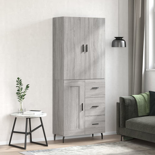 vidaXL Highboard Grey Sonoma 69,5x34x180 cm Engineered Wood