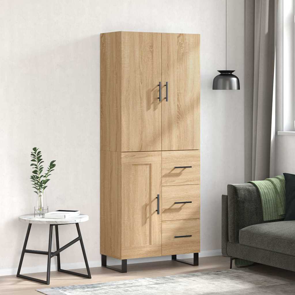 vidaXL Highboard Sonoma Oak 69,5x34x180 cm Engineered Wood