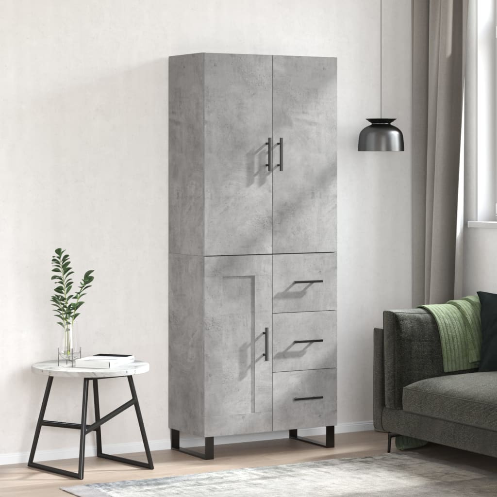 vidaXL Highboard Concrete Grey 69,5x34x180 cm Engineered Wood