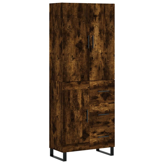 vidaXL Highboard Smoked Oak 69.5x34x180 cm Engineered Wood