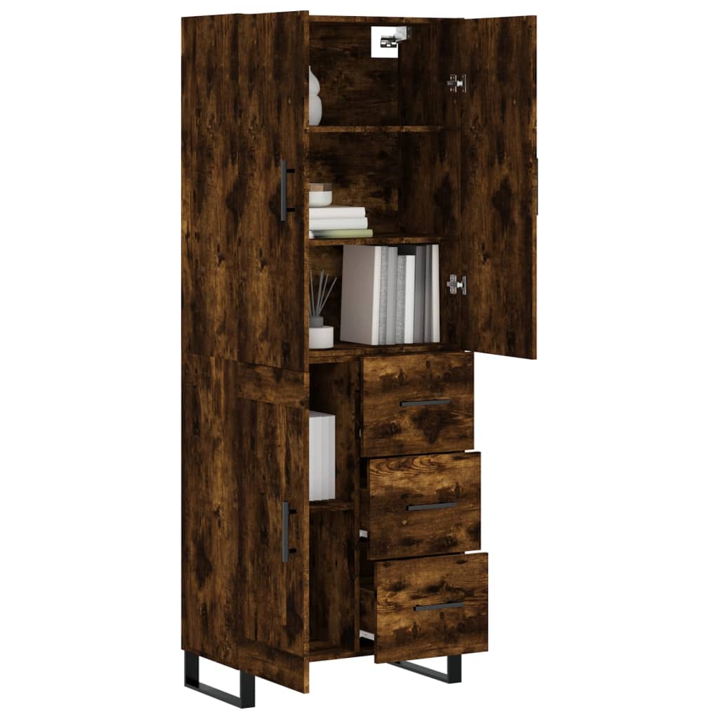 vidaXL Highboard Smoked Oak 69.5x34x180 cm Engineered Wood