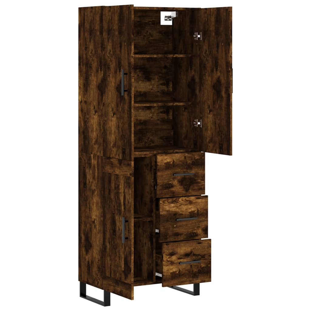 vidaXL Highboard Smoked Oak 69.5x34x180 cm Engineered Wood