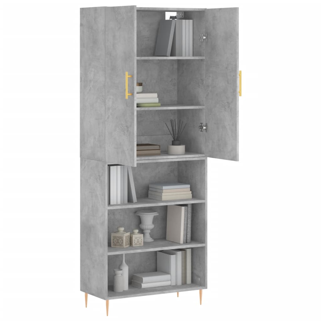 vidaXL Highboard Concrete Grey 69,5x34x180 cm Engineered Wood