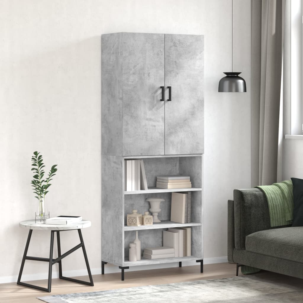 vidaXL Highboard Concrete Grey 69,5x34x180 cm Engineered Wood