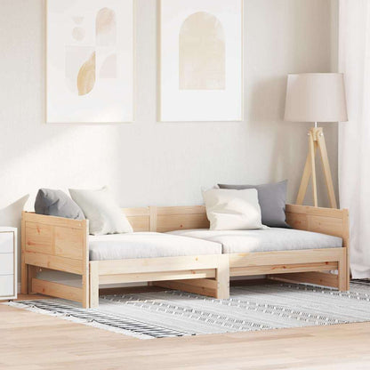 vidaXL Pull-out Day Bed Brown 203.5 x 184 x 56.5 cm Solid Pine Wood