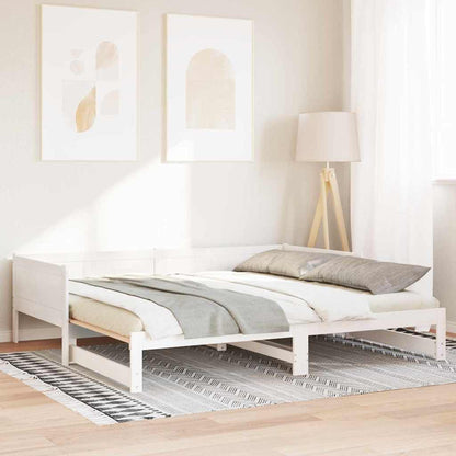 vidaXL Pull-out Day Bed White 203.5 x 184 x 56.5 cm Solid Pine Wood