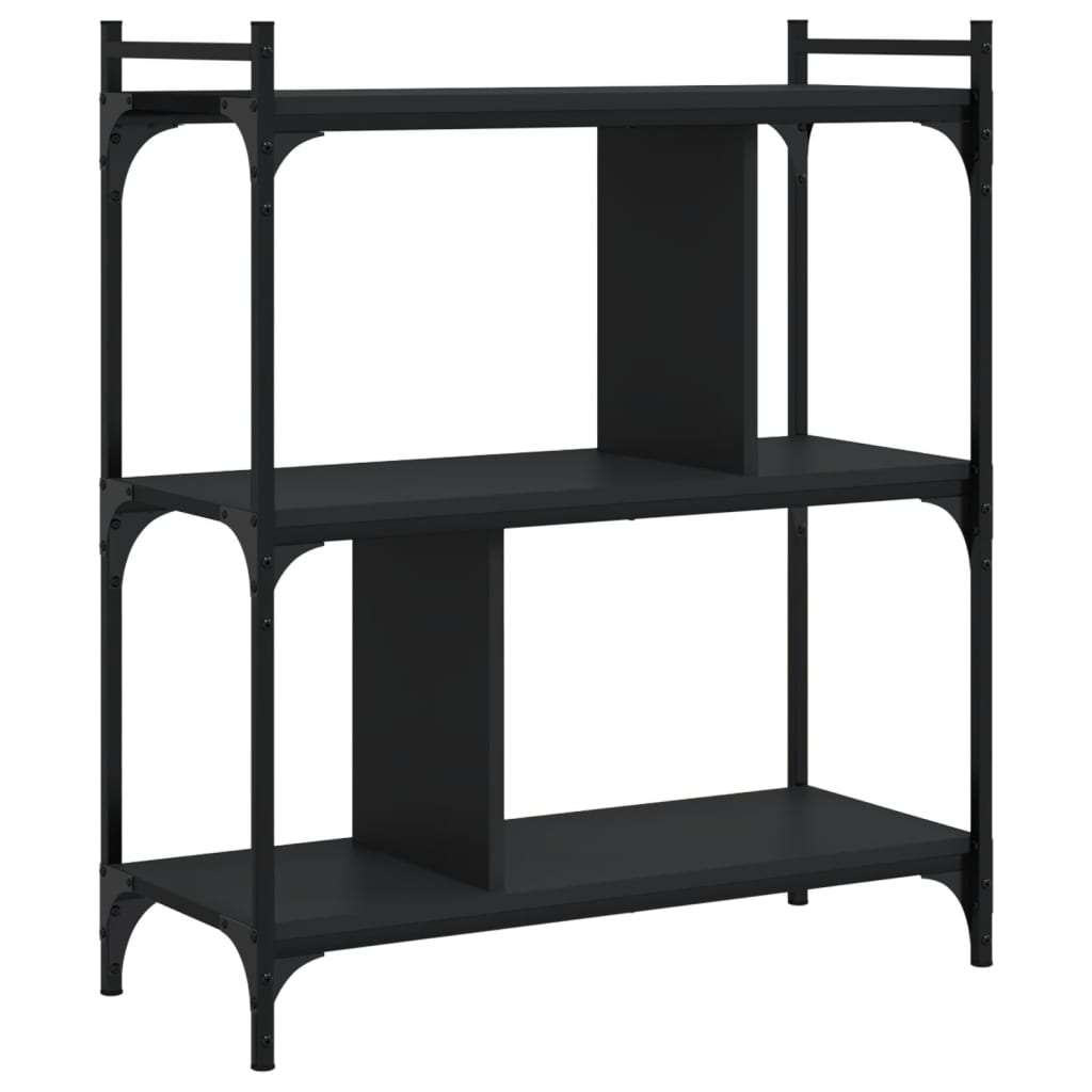 vidaXL Bookcase 3-Tier Black 76x32x88 cm Engineered Wood