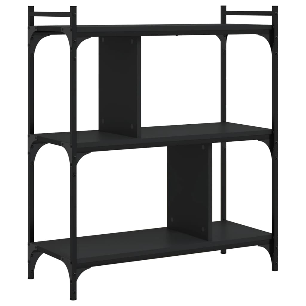 vidaXL Bookcase 3-Tier Black 76x32x88 cm Engineered Wood