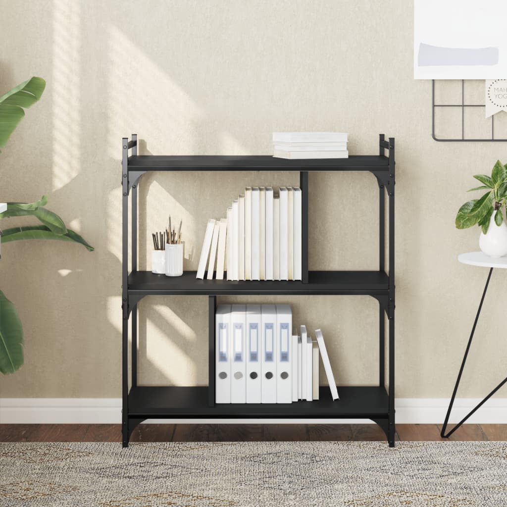 vidaXL Bookcase 3-Tier Black 76x32x88 cm Engineered Wood