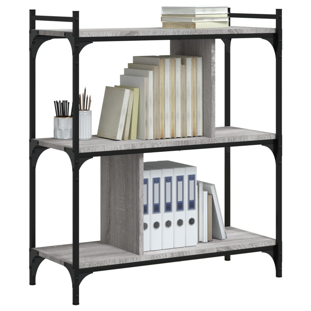 vidaXL Bookcase 3-Tier Grey Sonoma 76x32x88 cm Engineered Wood