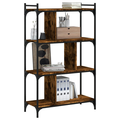 vidaXL Bookcase 4-Tier Smoked Oak 76x32x123 cm Engineered Wood
