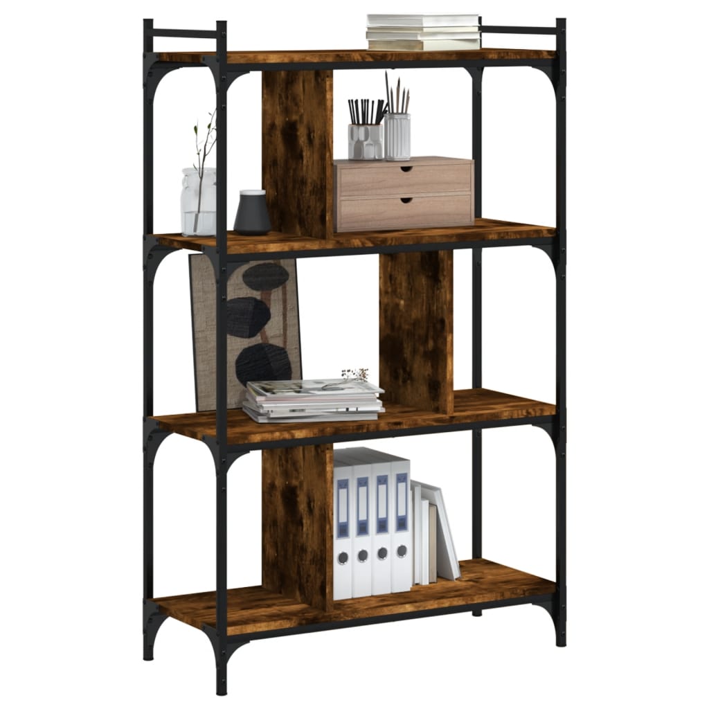 vidaXL Bookcase 4-Tier Smoked Oak 76x32x123 cm Engineered Wood