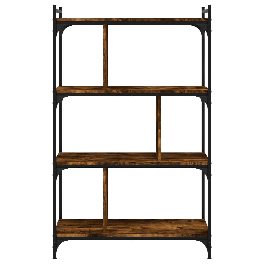 vidaXL Bookcase 4-Tier Smoked Oak 76x32x123 cm Engineered Wood