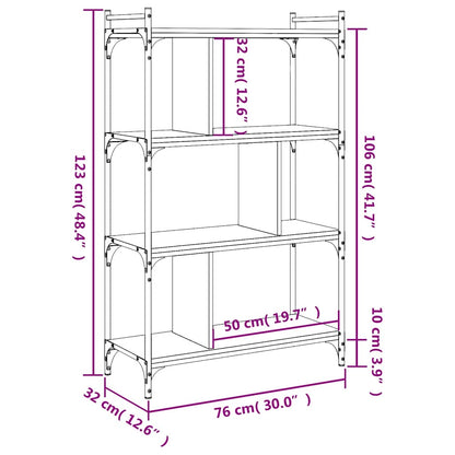vidaXL Bookcase 4-Tier Brown Oak 76x32x123 cm Engineered Wood