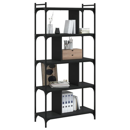 vidaXL Bookcase 5-Tier Black 76x32x158 cm Engineered Wood